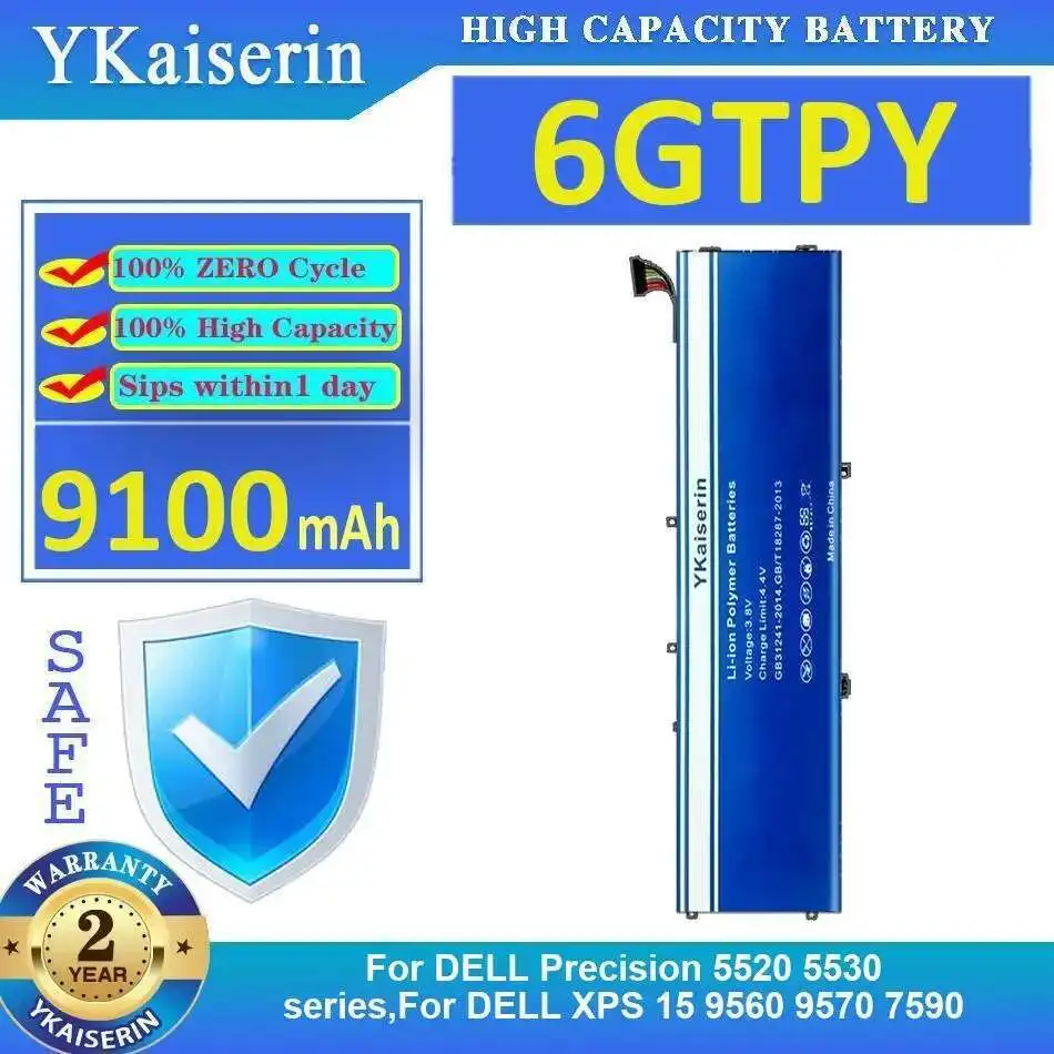 

Laptop Battery For Dell Precision 5520 5530 Xps 15 9560 9570 7590 Not 5510 9550 6GTPY Fast Charging 9100Mah