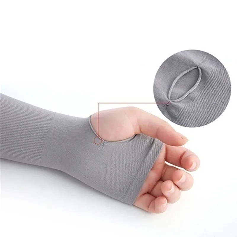 2Pairs Ice Silk Sleeve Thin Sunscreen Cuff Arm Sleeves Uv Sun Protect Anti-Slip Outdoor Riding Arm Cover Summer Men Women Gloves image 3