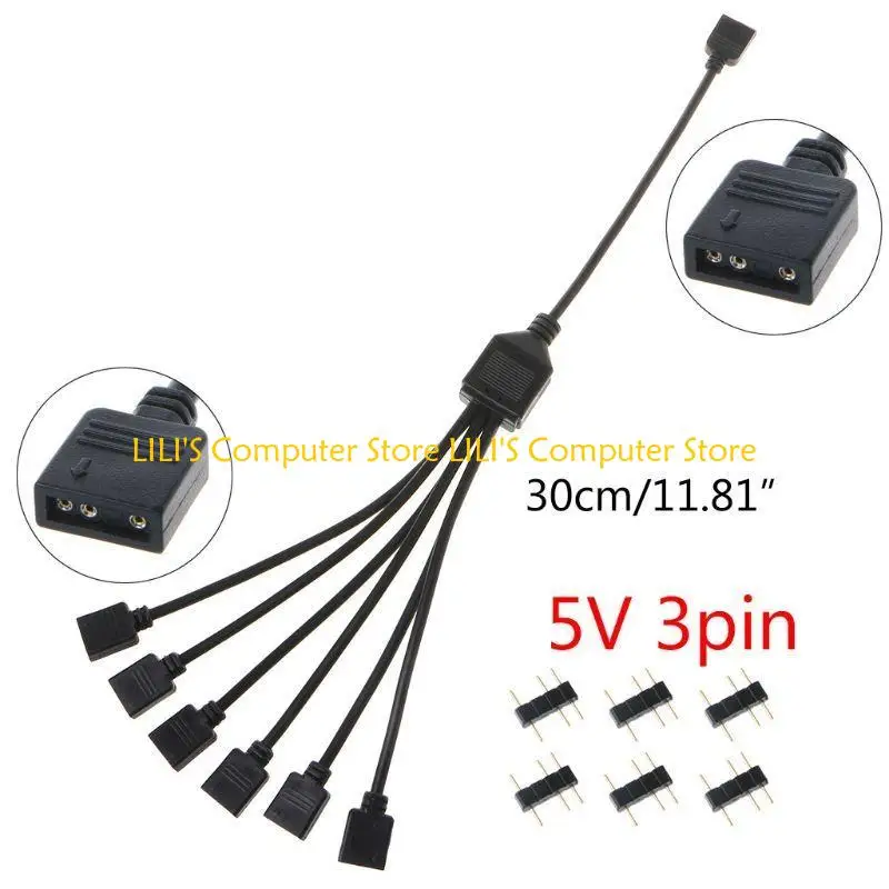 A52B 5V 3 Pin Computer Motherboard Extension Cable RGB Connector Hub RGB Splitter Cable for Computer Chassis