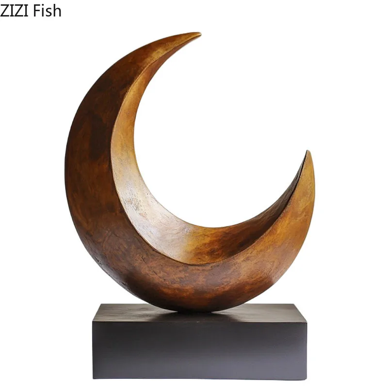 

Resin Ornament Handicrafts Geometric Sculpture Moon Statue Desktop Decoration Display Model Home Decor Crafts Miniatures Gifts
