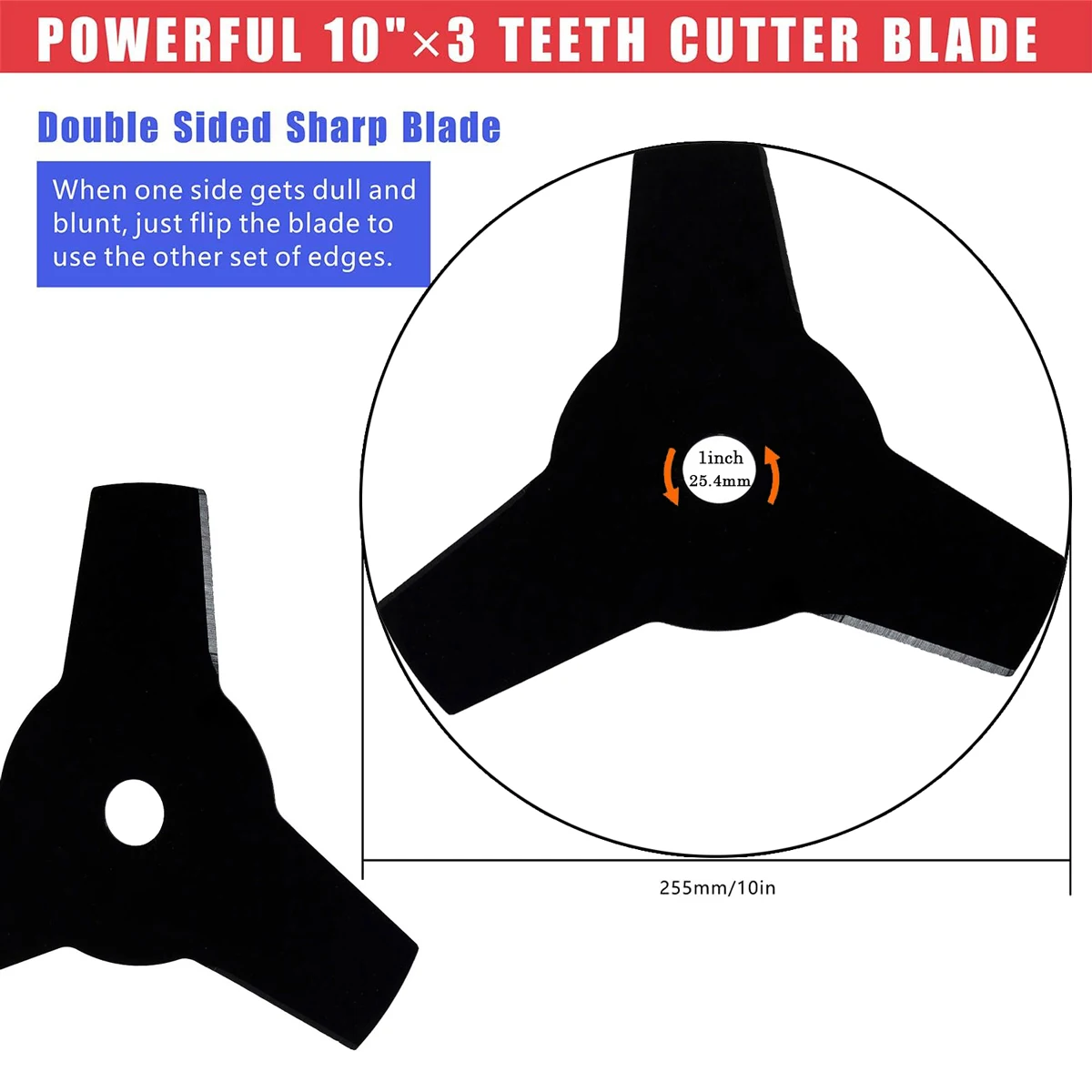 Imagem -03 - Lâminas Cortadoras de Escova de Aço Carbono Weed Trimmer Blade Head com Kits Adaptadores Compatível com Stihl e Ego 10 x Dentes