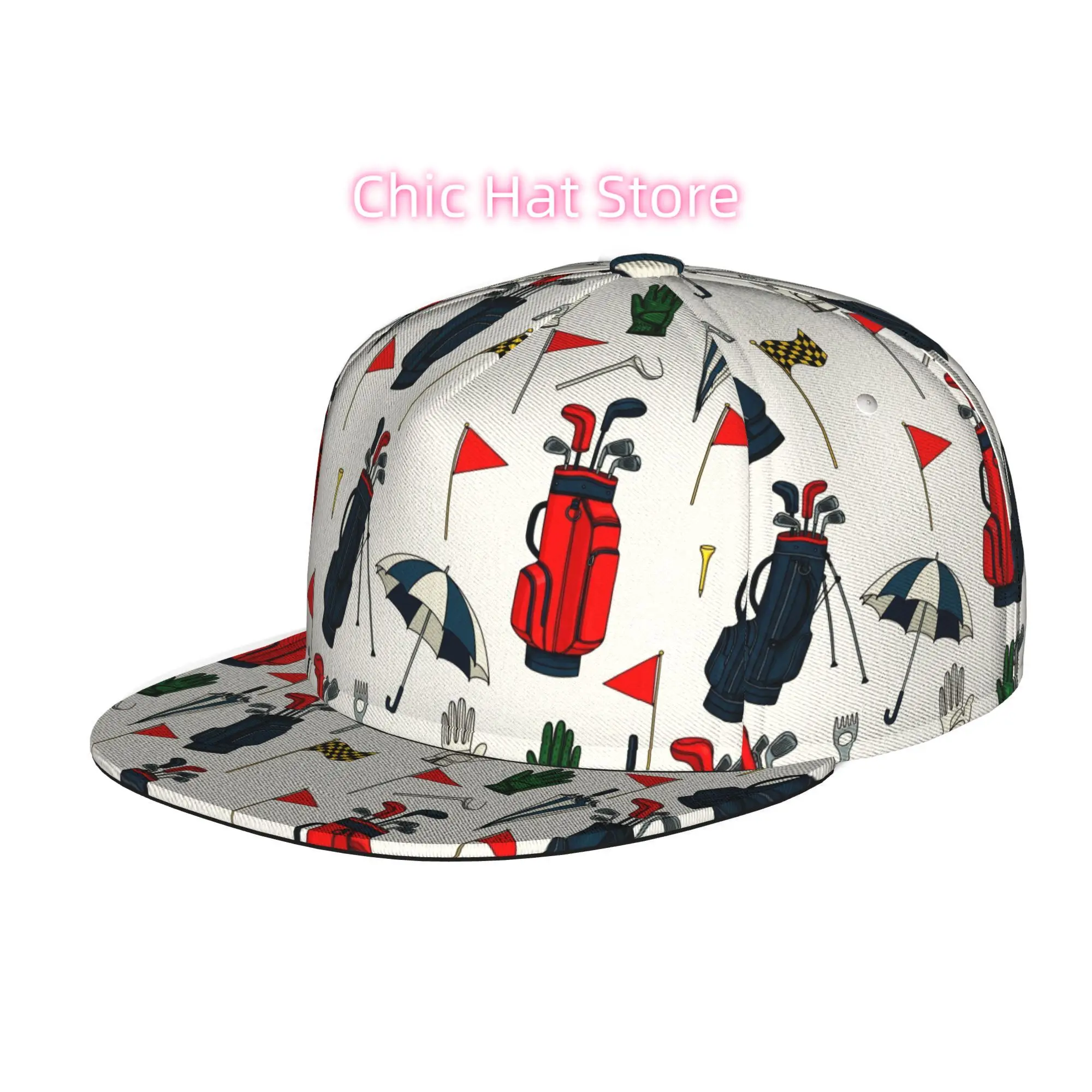 Men's & Women's Golf-Themed Baseball Cap with Adjustable Snap Brim - Lightweight Flat-Top Suitable for Casual Outdoor, Golf Acce