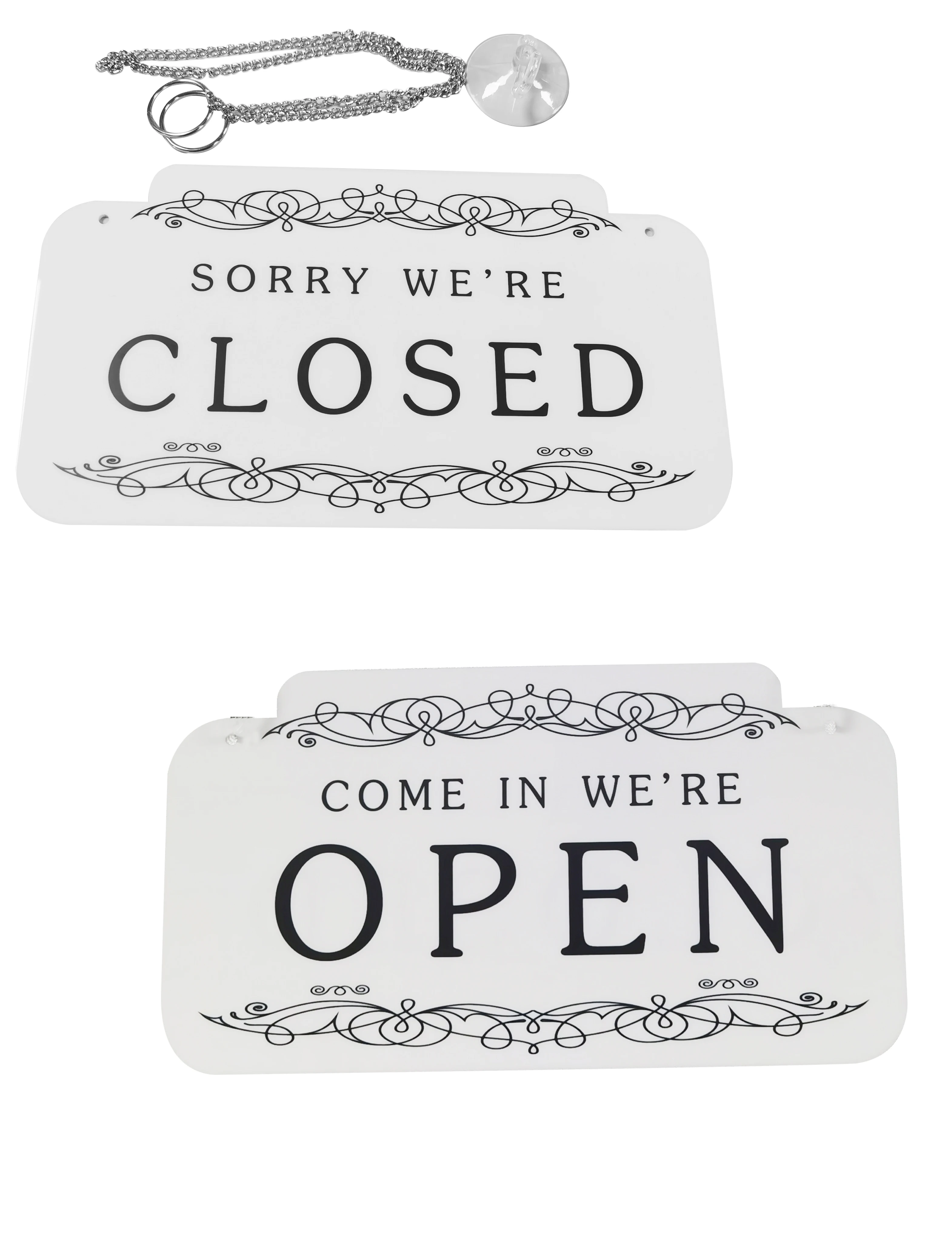 Acrylic Open Closed Signs 27x14cm Double Sided Come In Sign or Closed Sign with Chain for Door, Window