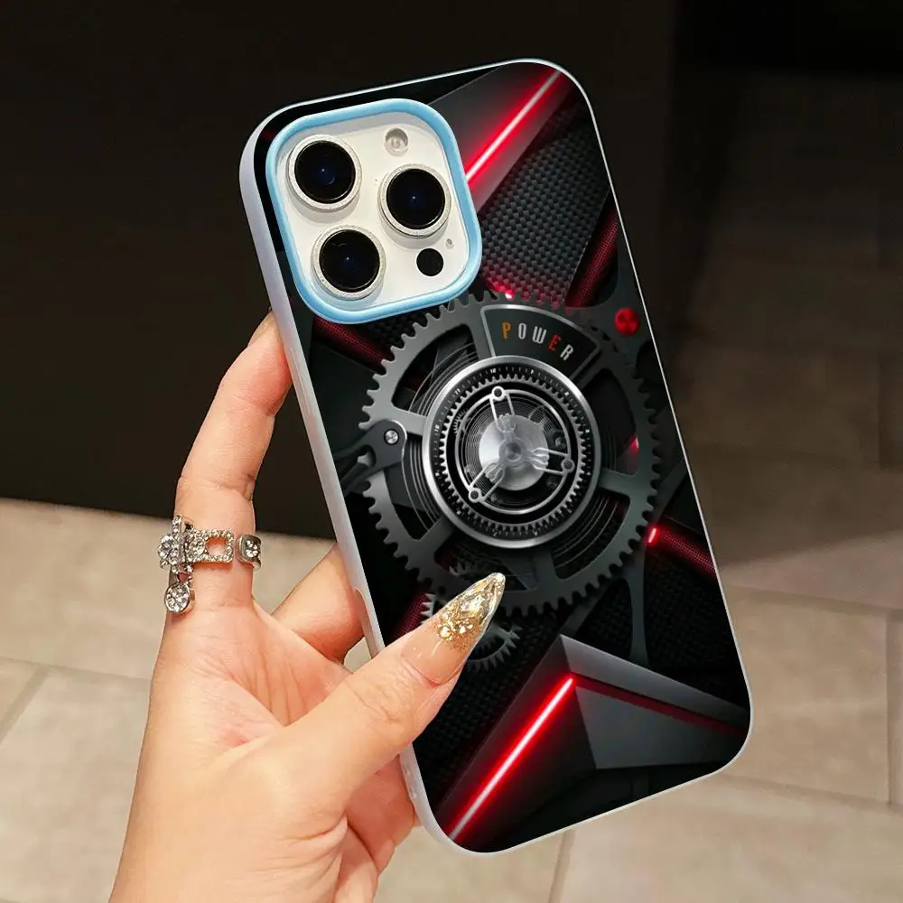 Mechanism Gear Phone Case for iPhone 17 16 15 14 13 12 11 Air Pro Max Plus Jelly Dual Layer Light Blue Cover view 2