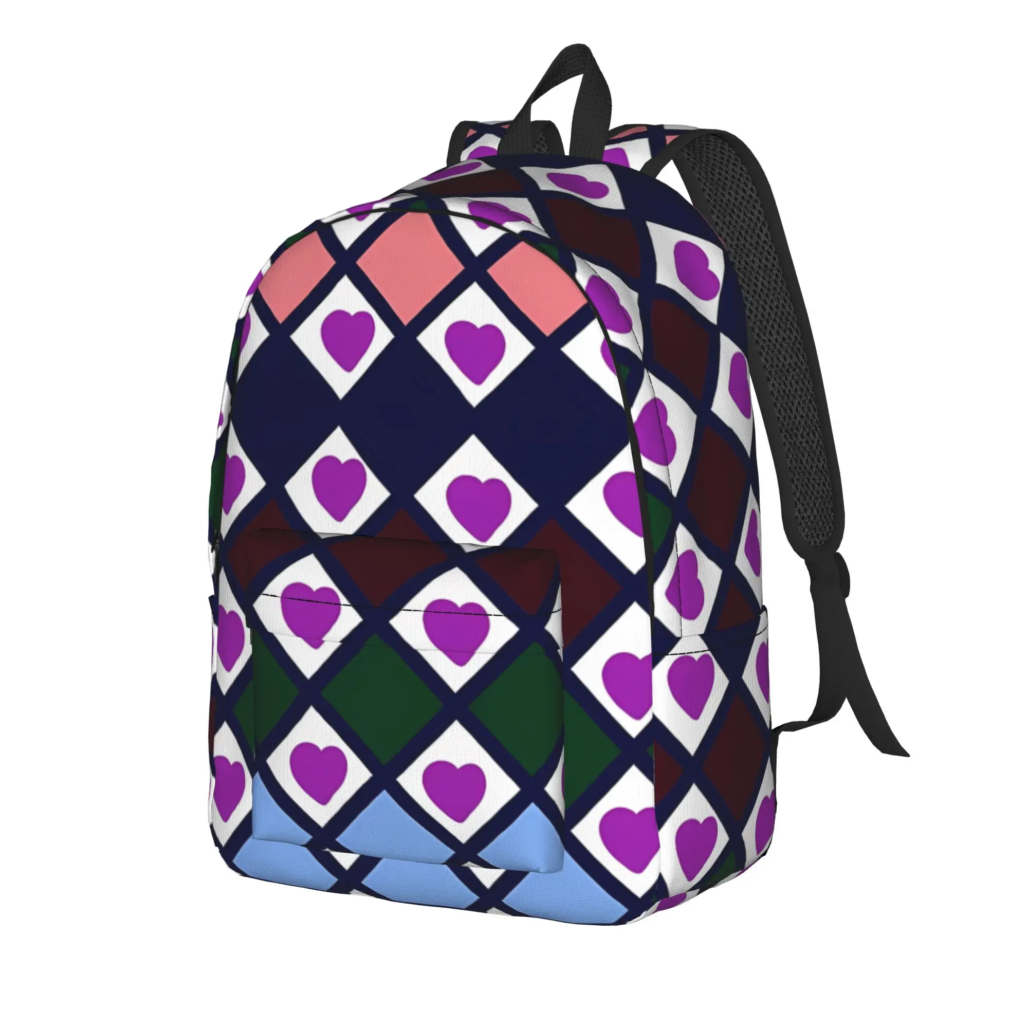 Back To School College Bag Back to school season Rainbow Heart Diamond Pattern  Classic Backpack