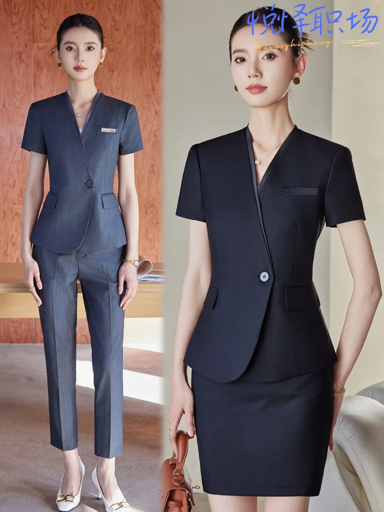 

Профессиональный деловой костюм для женщин, рабочая униформа для менеджеров медицинских учреждений и салонов красоты, менеджеров ювелирных магазинов, администраторов отелей.