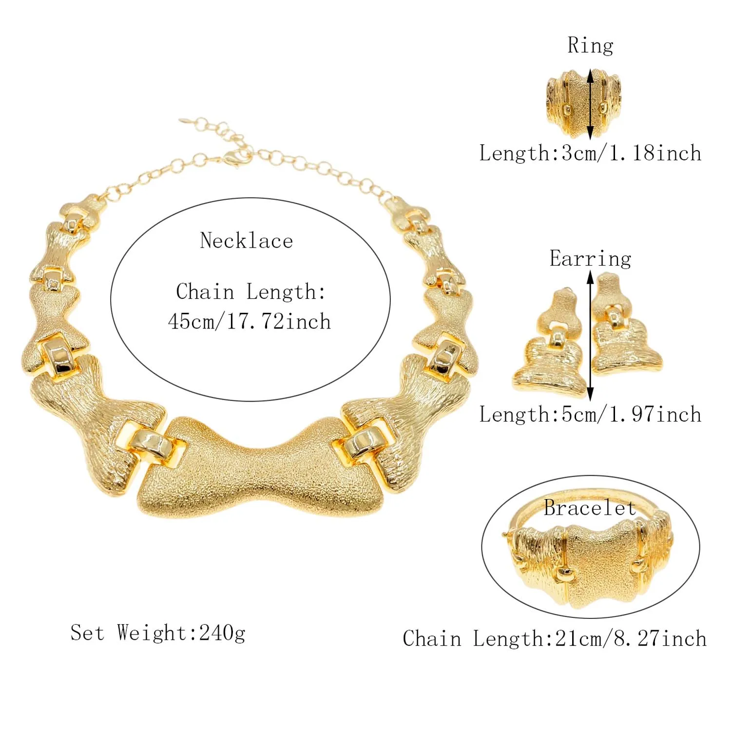 Fashion Italian Gold Plated Jewelry Set Beautiful Big NecklaceUnique Wedding Ladies Dinner Hot Selling Accessories