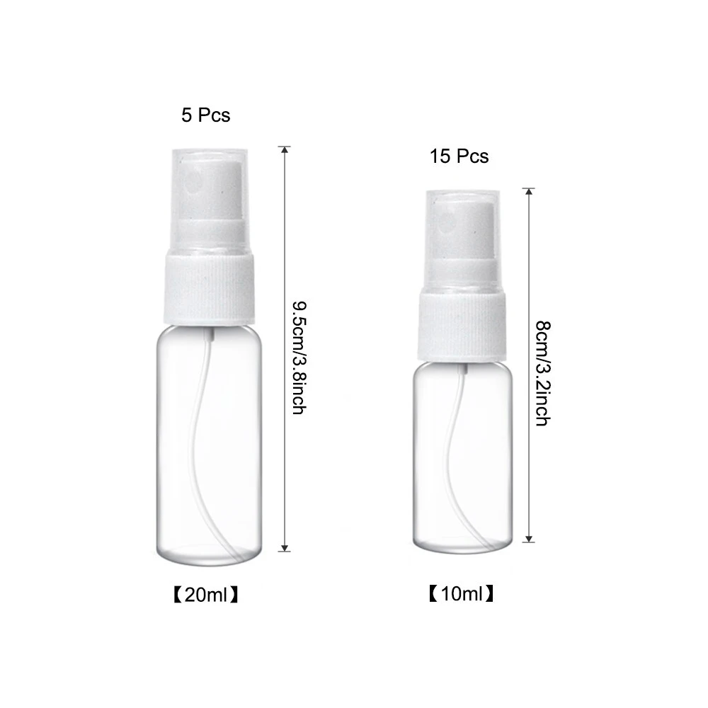 미니 스프레이 병 스프레이 플라스틱 스프레이 병, 에센셜 오일 메이크업 및 향수에 적합, 20 개, 10ml, 20ml