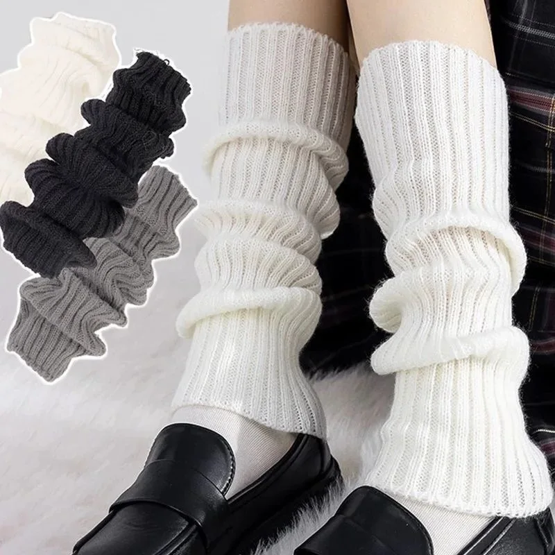 로리타 레그워머 40/70cm 양말 시원하고 루즈한 니트 따뜻한 발 커버 화이트 블랙 워머 여성 가을 겨울 크로셰 양말 부츠 커프스