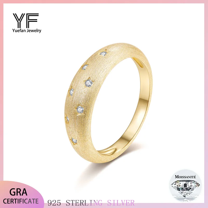 

S925 Silver Moissanite Ring for Women 18K Gold Plated D Color VVS Certified 6cm Wide Wedding Jewelry Accessory