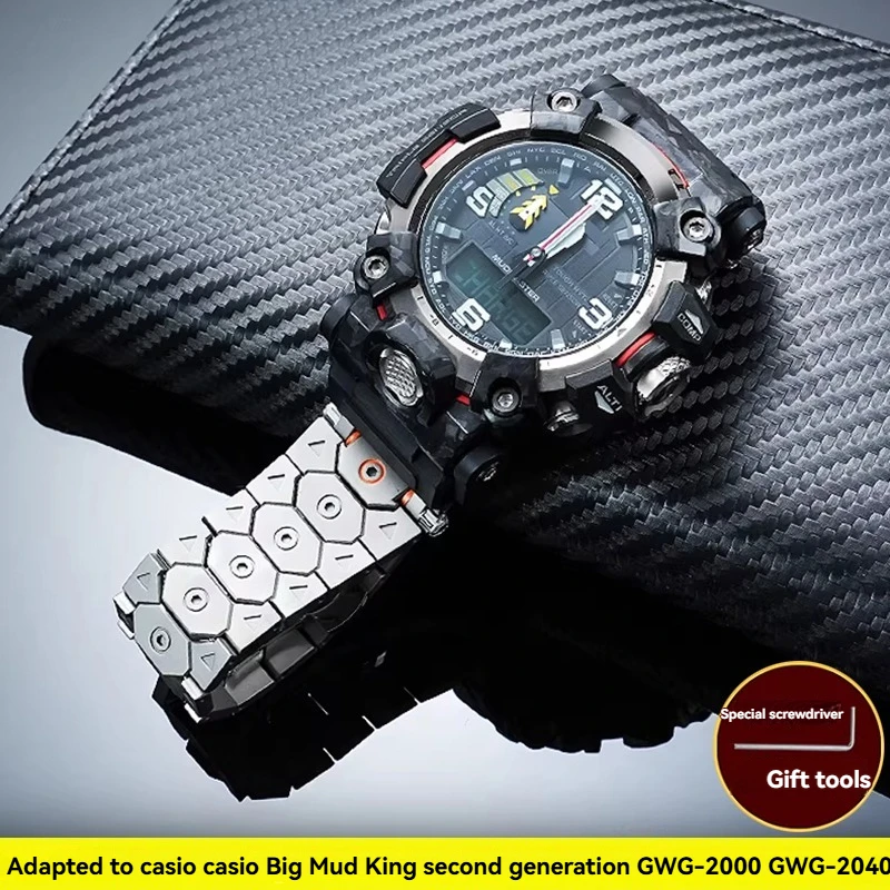 

Для Casio Big Mud King II GWG-2000 GWG-2040: Модифицированный стальной браслет из нержавеющей стали, аксессуары для часов