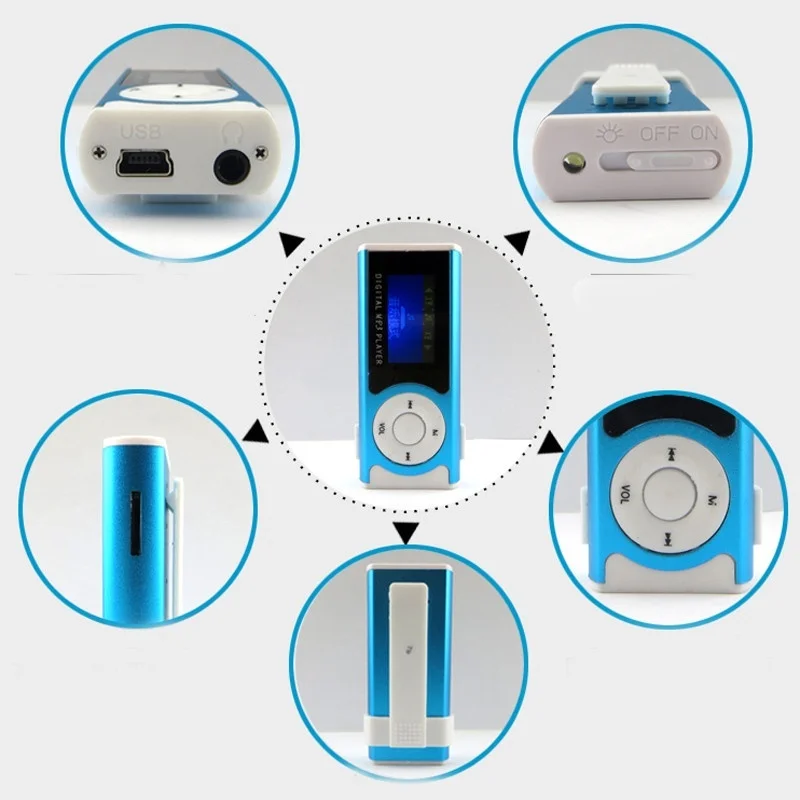 New Portable MP3 Player LCD Screen USB Mini Clip Mp3 Player Electronic Sports Music Player Support Micro SD TF Card