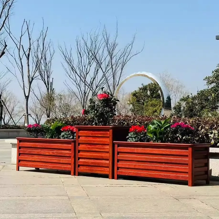 Custom Aluminum Outdoor Planter Box Long Flower Trough Balcony Garden Courtyard Plant Pot Municipal Landscaping