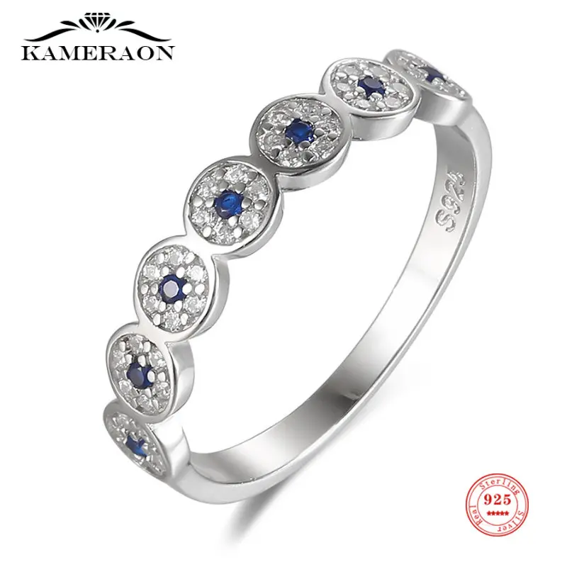 Eyelet Designer Rings CZ Sapphire 925 Sterling Silver Crystals Blue Stones Fine Jewelry 18k Gold Color for Women Female Gifts