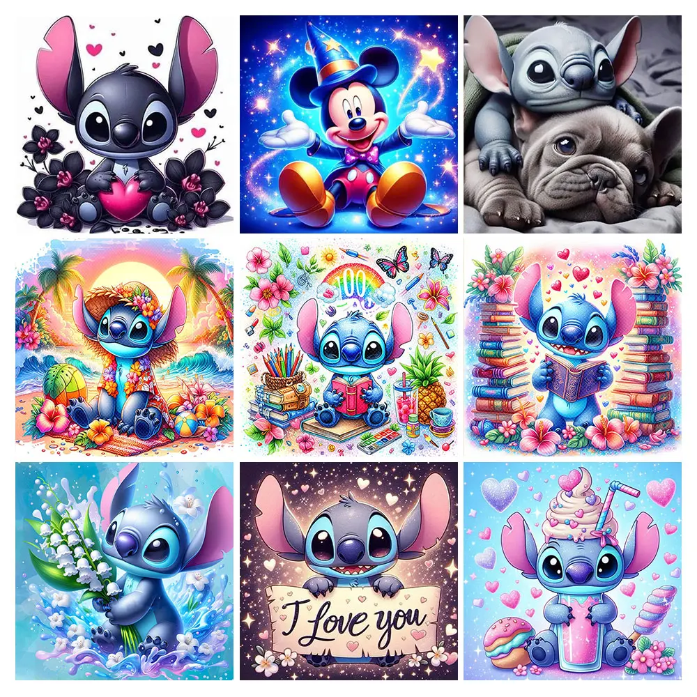 30x30cm Disney Diamond Painting Lilo & Stitch Diamond Embroidery Rhinestone of Picture Mosaic Art Cross Stitch Kits Home Decor