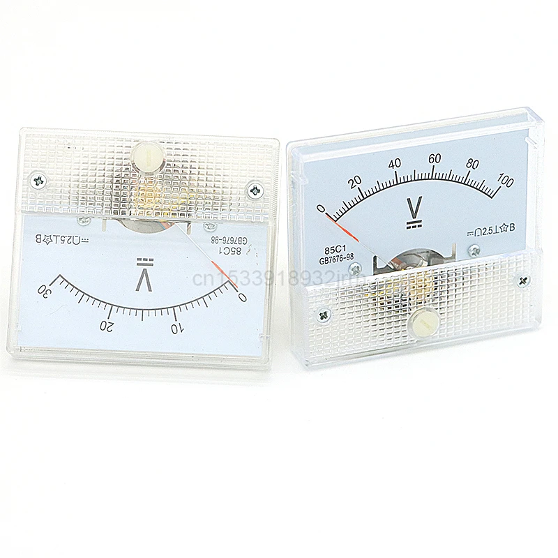 1Pcs 85C1-V DC Analog Panel Voltmeter Ammeter Amp Volt Meter Gauge 85C1 1V 2V 3V 5V 10V 15V 20V 30V 50V 75V 100V 300V 400V 500V