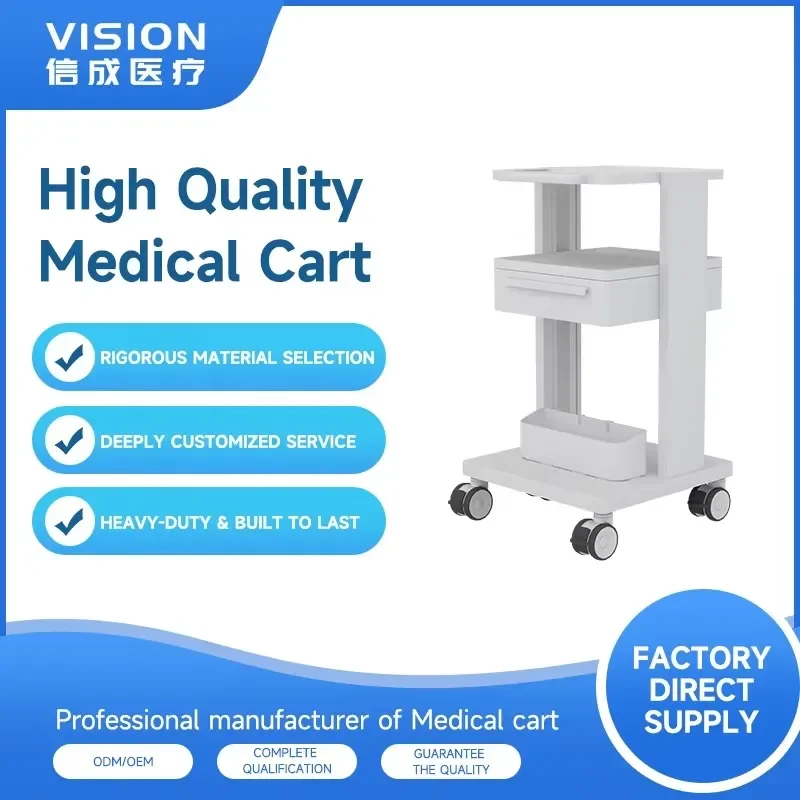 Heavy Duty Metal Surgical Cart Mobile Hospital Equipment with 4 Wheels Lightweight Modular Medical Trolley for Clinic Use