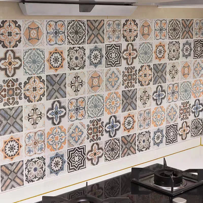 Bathroom Tile Look Wall Stickers Waterproof Moisture Proof Self Adhesive Toilet Wallpaper for Hiding Flaws and Repairing Holes