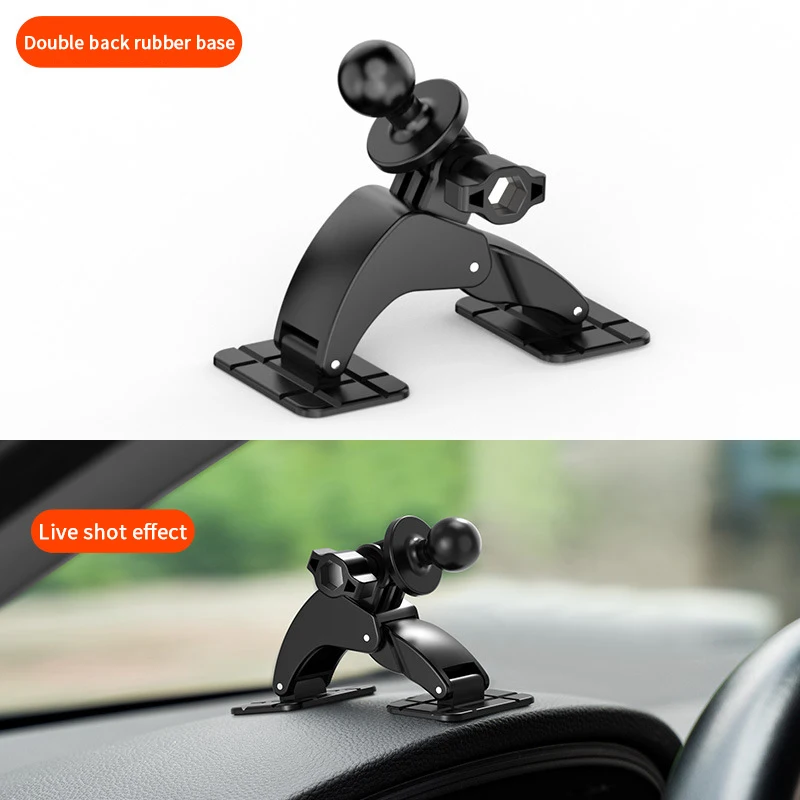 Vehicle Dashboard Mobile Stand, Dual Adhesive Base, Universal 17mm Ball Head & 360 Degree Twist