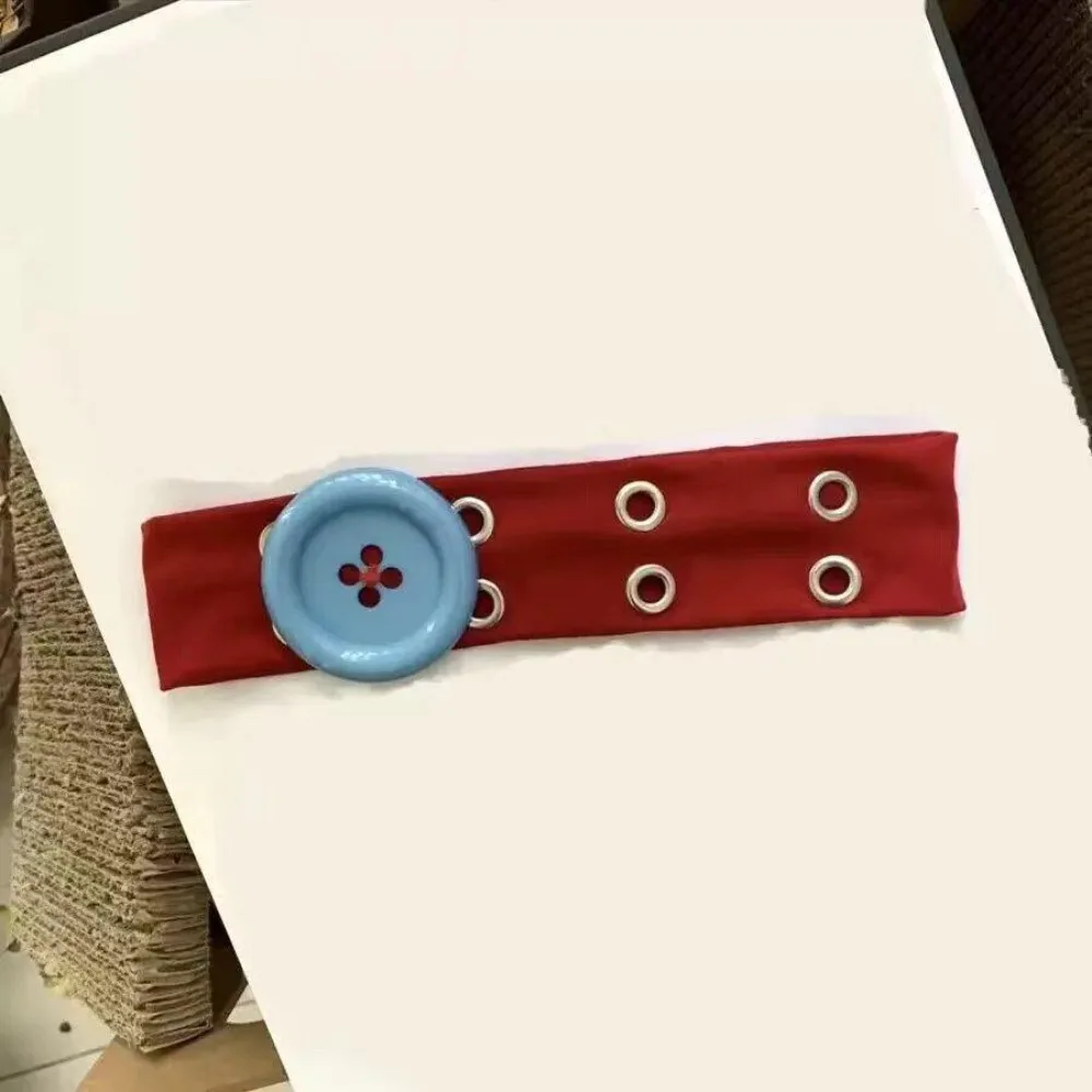 High Quality Large Button Button Hairband Vintage Style Colorful Polka Dot Headband Sweat Absorbing Y2K Retro Headband