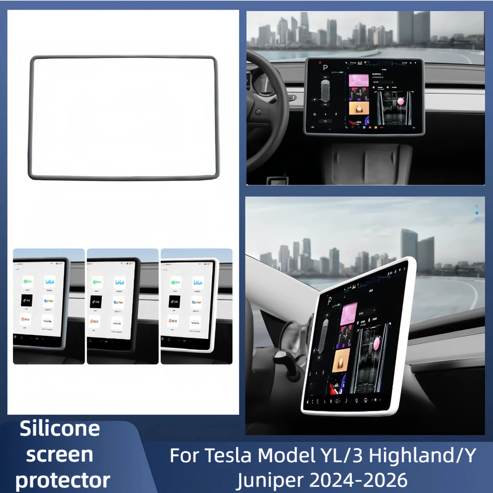 Tesla Model YL Launch /3 Highland/ Y Juniper 2024-2026 실리콘 스크린 프레임, 디스플레이 가장자리 본체 커버, 중앙 제어 베젤 보호기