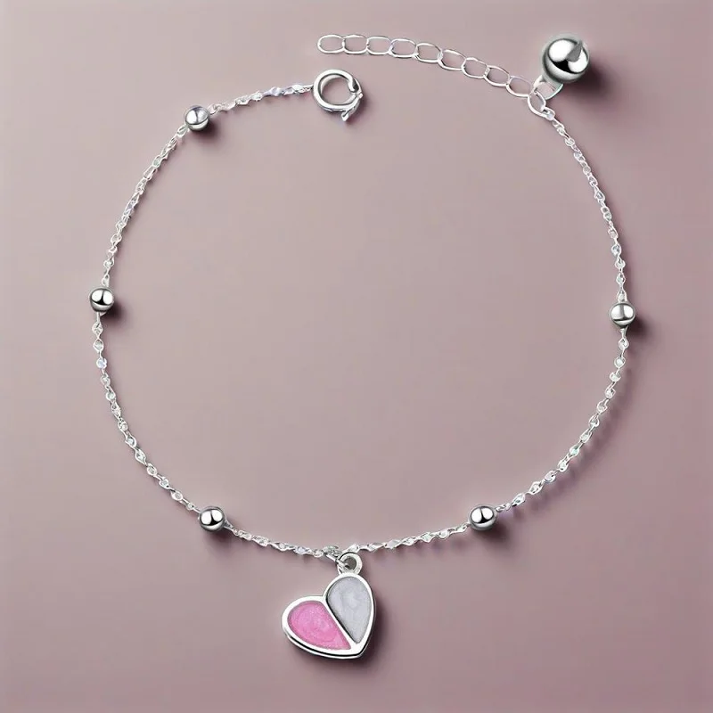 

Cute Sweet 925 Sterling Silver Pink Love Heart Beads Adjustable Bracelets For Women Girls Weddin Party Trendy Jewelry Gifts