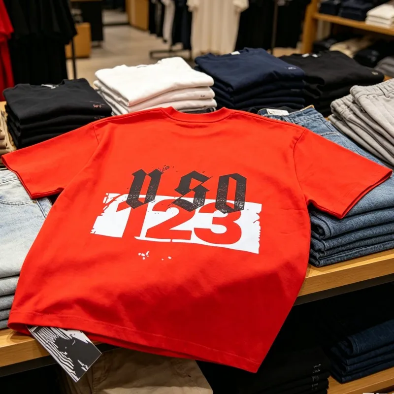 26ss Summer Hiphop Streetwear Red RRR123 Tshirts Splash Ink Retro Distressed Faded Print Short Sleeve Oversize Men Women Outfit