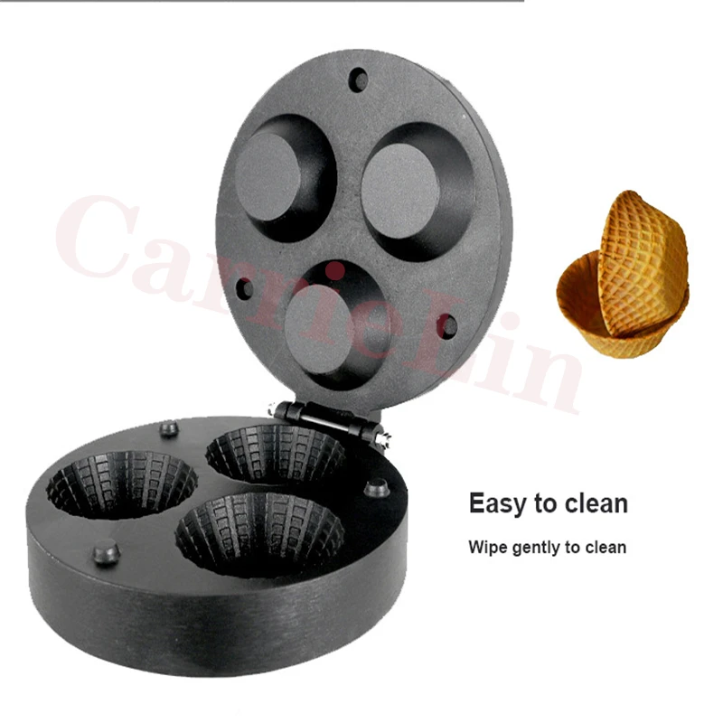 220V Ice Cream Bowl Machine Waffle Machine Round Cone Machine Double-Sided Heating Non-Stick Pan Commercial Light Grey