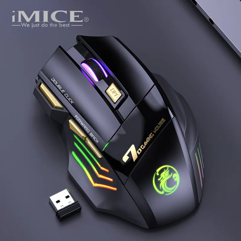 Wireless Gaming Mouse With 7 Buttons Bluetooth Mute Rechargeable Colorful Breathing Light Ergonomic Optical Mouse Hot Selling