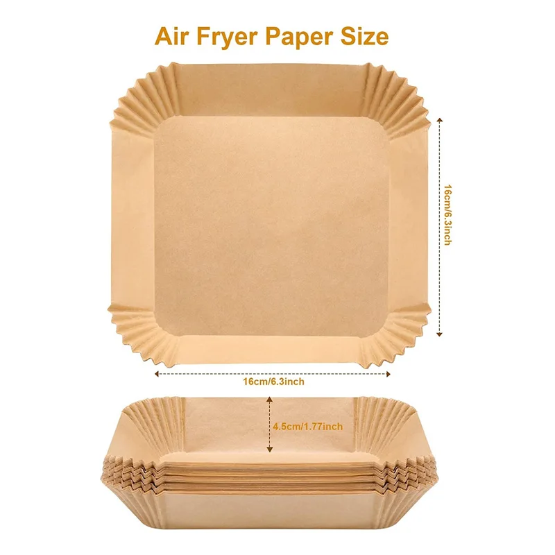 3000Pcs/Lot Air Fryer Disposable Paper Liner Non-stick Air Fryer Liners Square 6.3 Inch Oil-proof Water-proof Parchment Paper