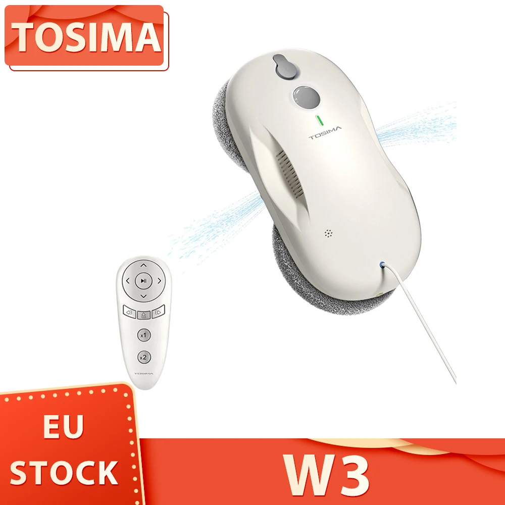 TOSIMA W3 Window Cleaning Robot Max 3800Pa Suction Bi-Directional Automatic Spray 80ml Water Tank Intelligent Route Planning