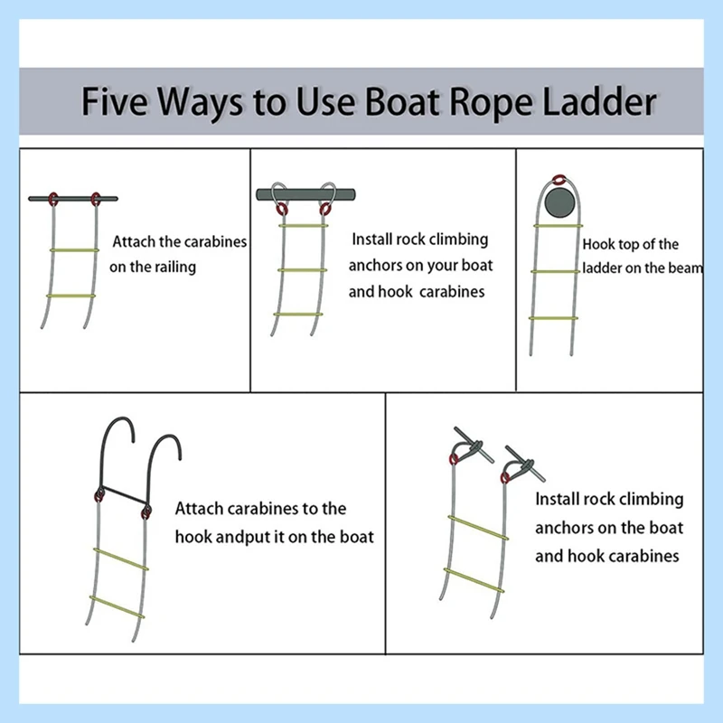 Folding Kayak Boat Rope Ladder 4-Steps Marine Rope Ladder Extension Assist Boat Ladder Swim Ladder For Inflatable Boat