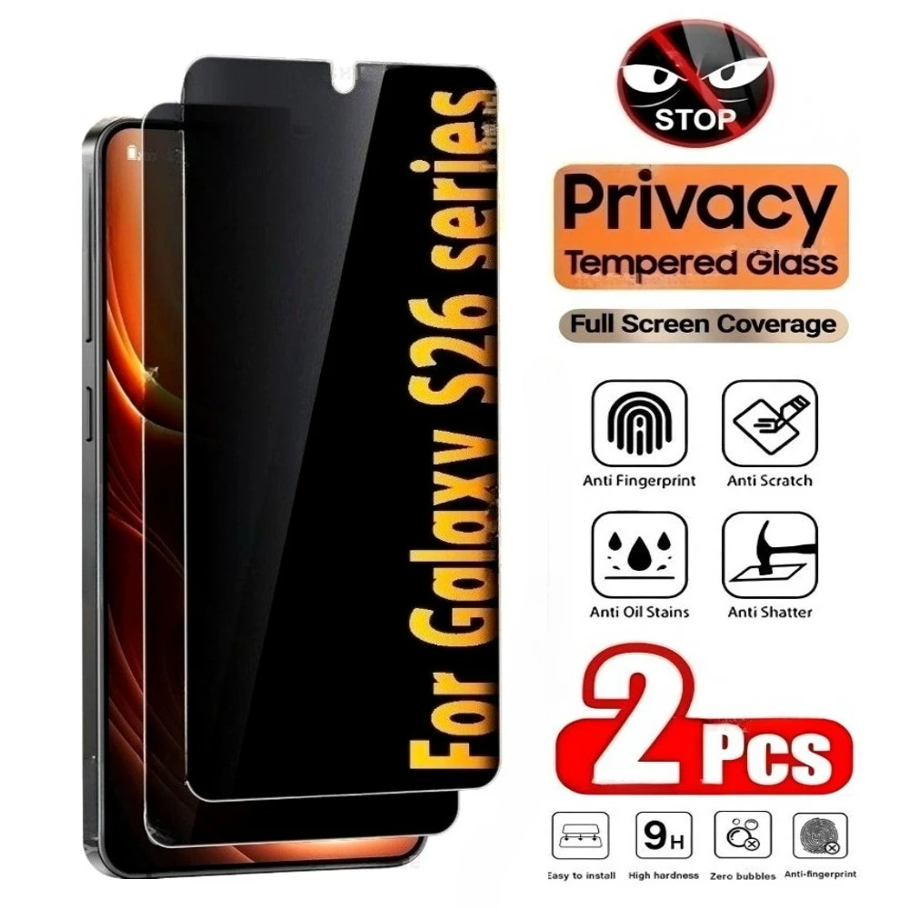 

2 шт. защитных стекол Anti Spy для Samsung Galaxy S26 S25 S24 Ultra S23 S22 S21 Plus S25 S26 Edge, полное покрытие экрана