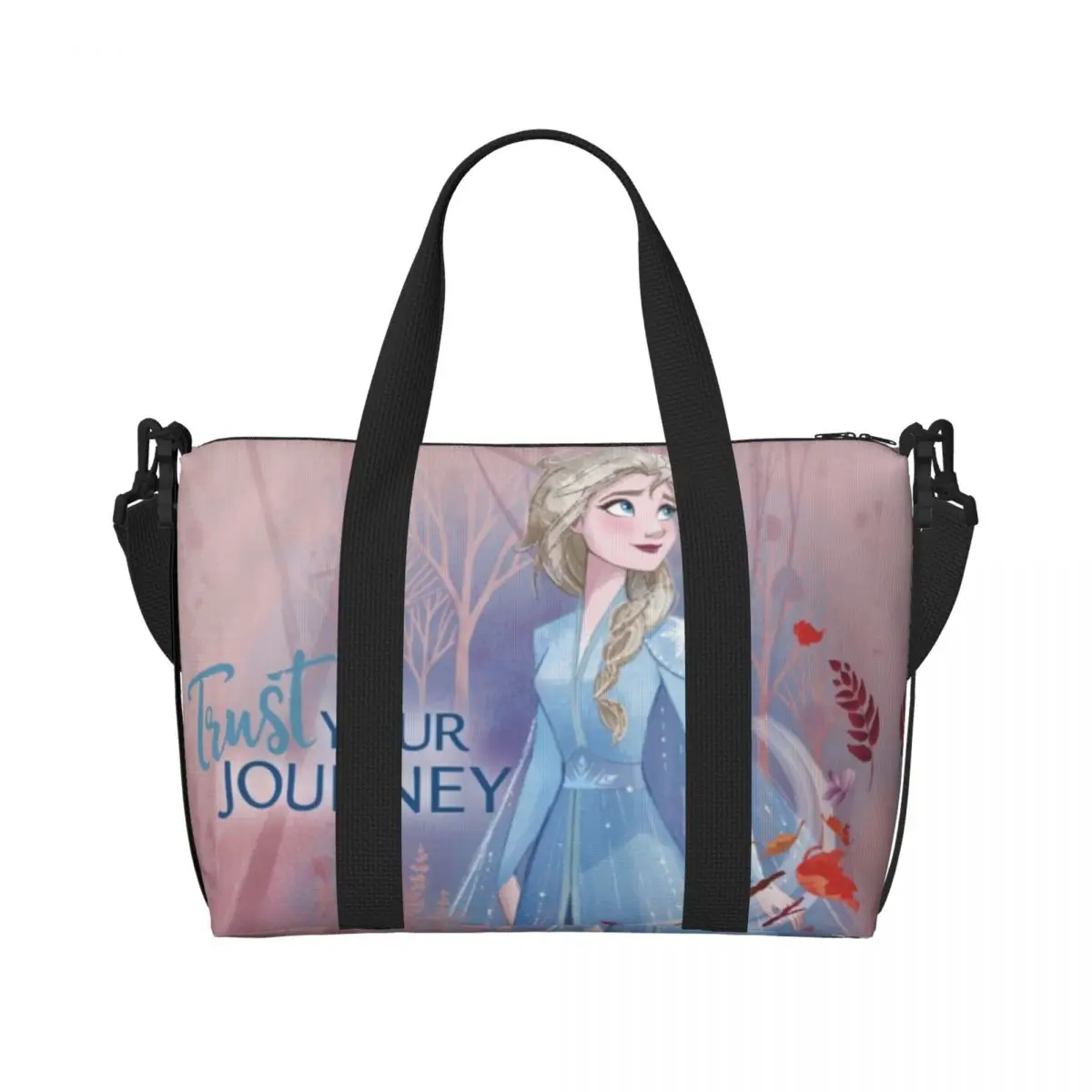 Custom Anna Anime Tote Bag Women Large Capacity Frozen Beach Gym Travel Bags