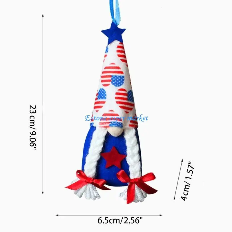 090B Confezione da 8 Gnomi del 4 luglio Ornamenti appesi Patriottico Tomte Peluche Gnomo del Giorno Indipendenza per per il