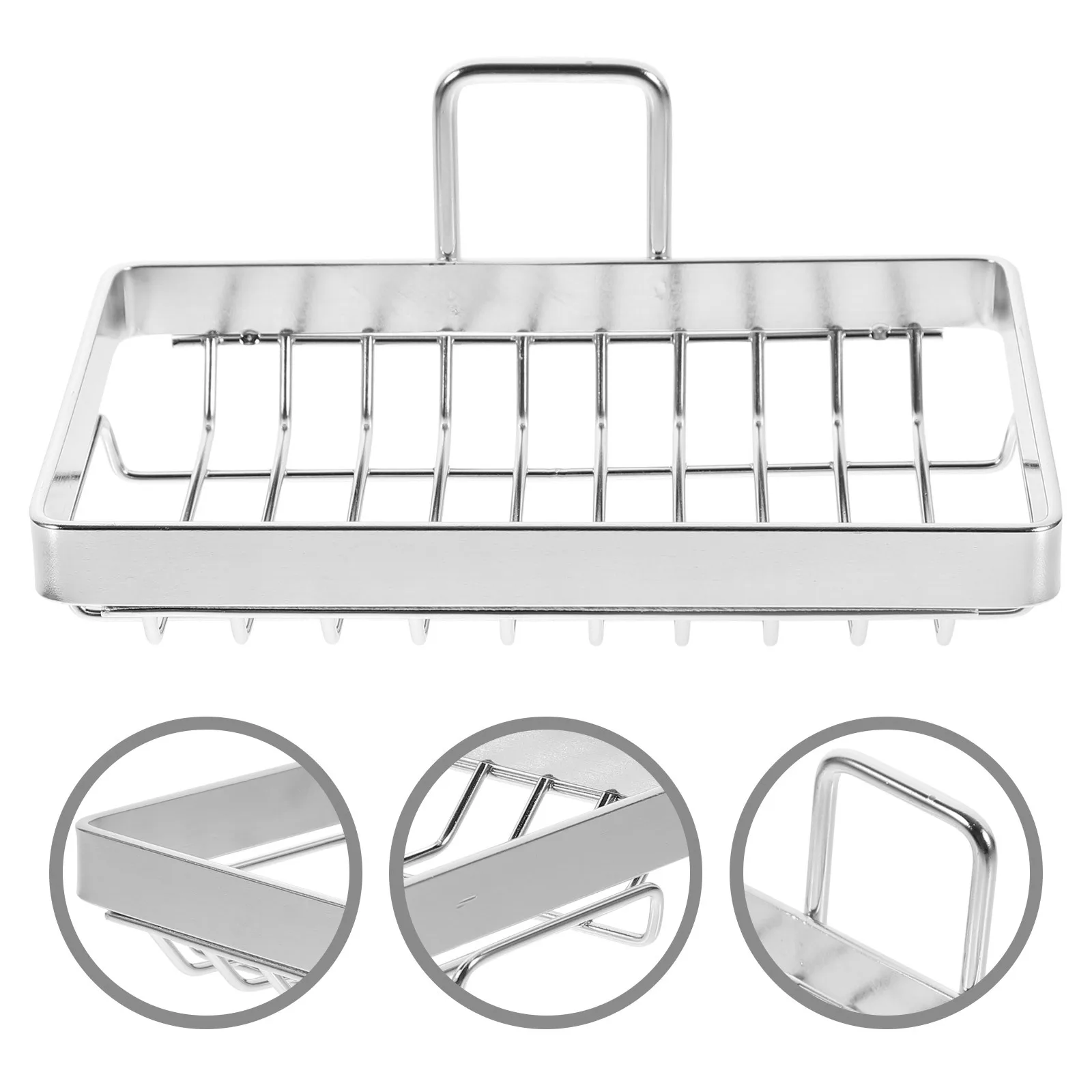 

Stainless Steel Dish Mounted Bathroom Storage Rack Self-Draining Box Wall Rack For Kitchen Bath Home Case Drain Holder Wall