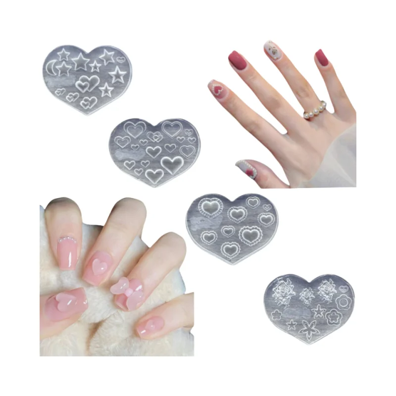 4 Pieces Manicure Silicone Mold Reusable Valentine's Day Versatile And Gentle Love Rose Party Nail Decoration Nail Salon