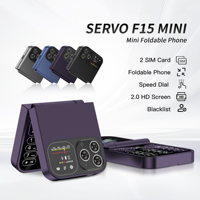 SERVO F15 Mini Flip Mobile Phone Dual SIM Standby Flashlight Magic Voice Call Recording Speed Dial 2G Pocket Fold Phones Type-C
