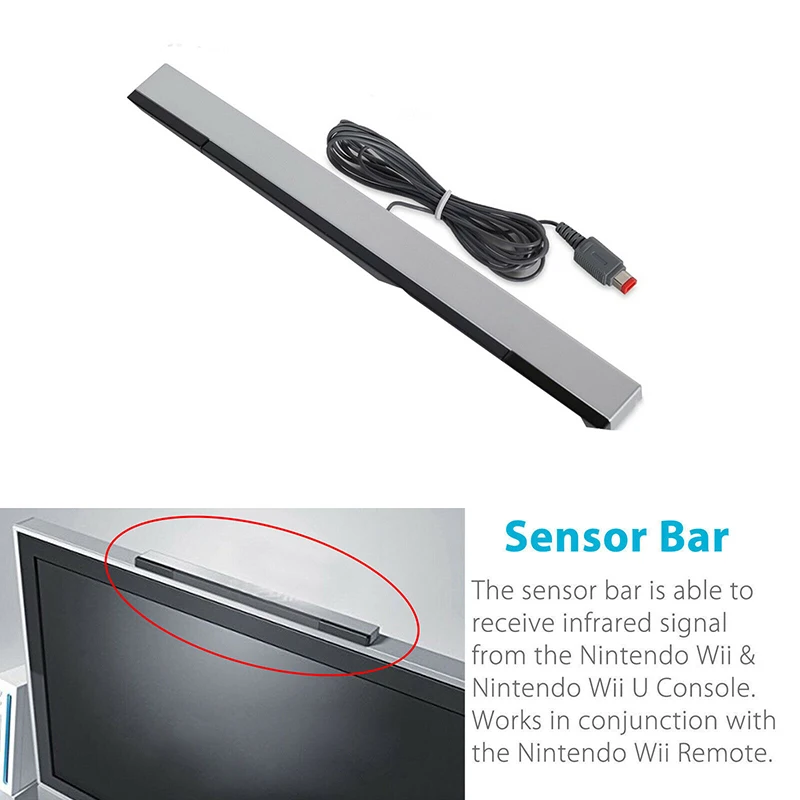 Replacement Wired Infrared IR Ray Motion Sensor Bar With Stand For Nintendo Wii / Wii U Accessories Plug & Play Sensor Bar