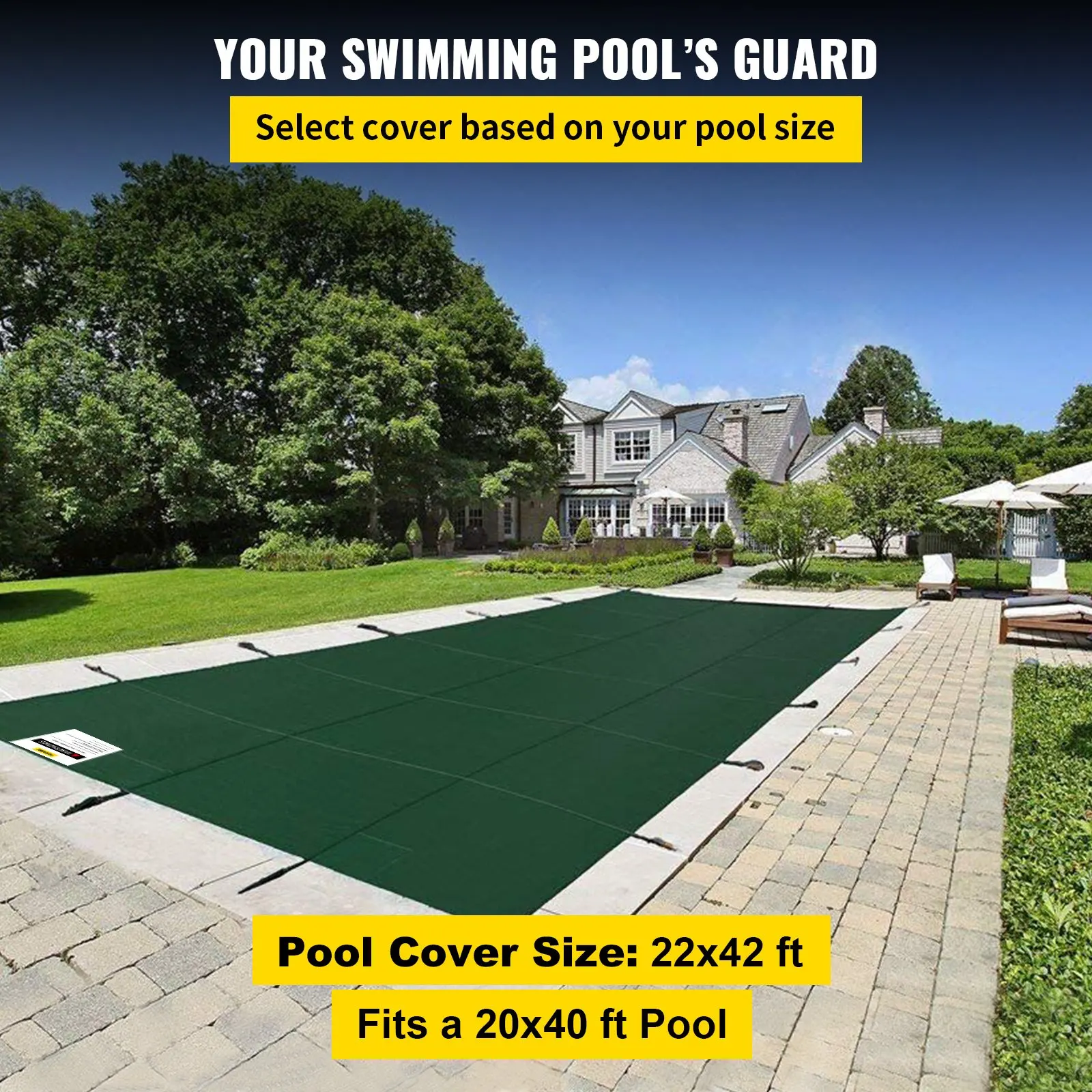 Pool Safety Cover Fits 20x40ft Rectangle Inground Safety Pool Cover Green Mesh Solid Pool Safety Cover For Swimming Pool Winter