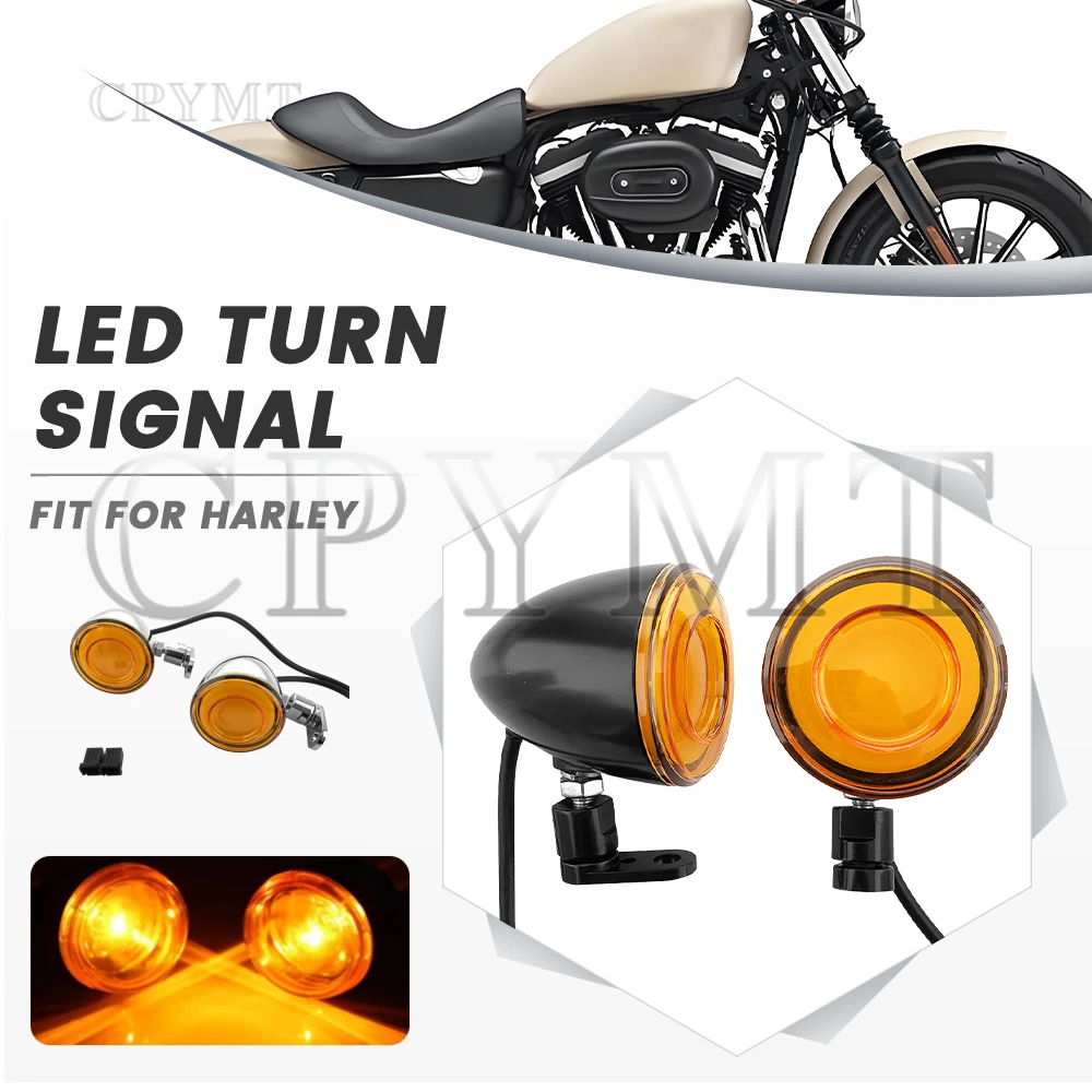 

Motorcycle Bullet Front Turn Signal Light Indicator Amber fit for Harley Sportster 883 1200 Softail 12V Moto Blinker Retro Lamp