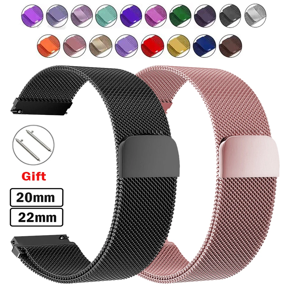 22mm 20mm Milanese loop band for Samsung Galaxy Watch 7-FE-5-pro-6-4-Classic Metal magnetic bracelet Huawei GT 5-4-3-2-2e strap