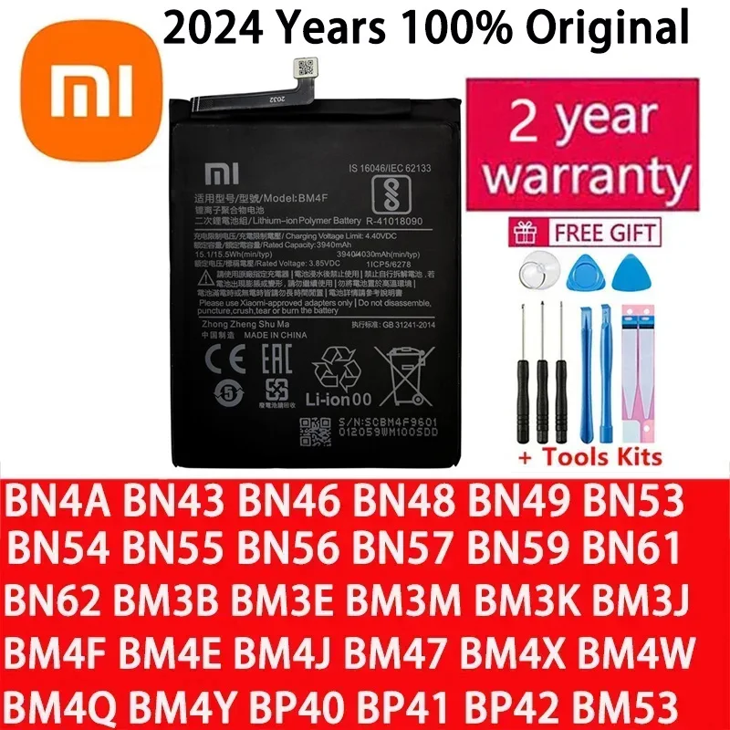 Battery For Xiaomi Mi Redmi Note Pocophone Poco F1 F2 K20 F3 X3 K30 4 4X K40 5 6 7 7A 8 8T 9 9A 9S 9T 10 10X 10S 10T 11 Pro Lite