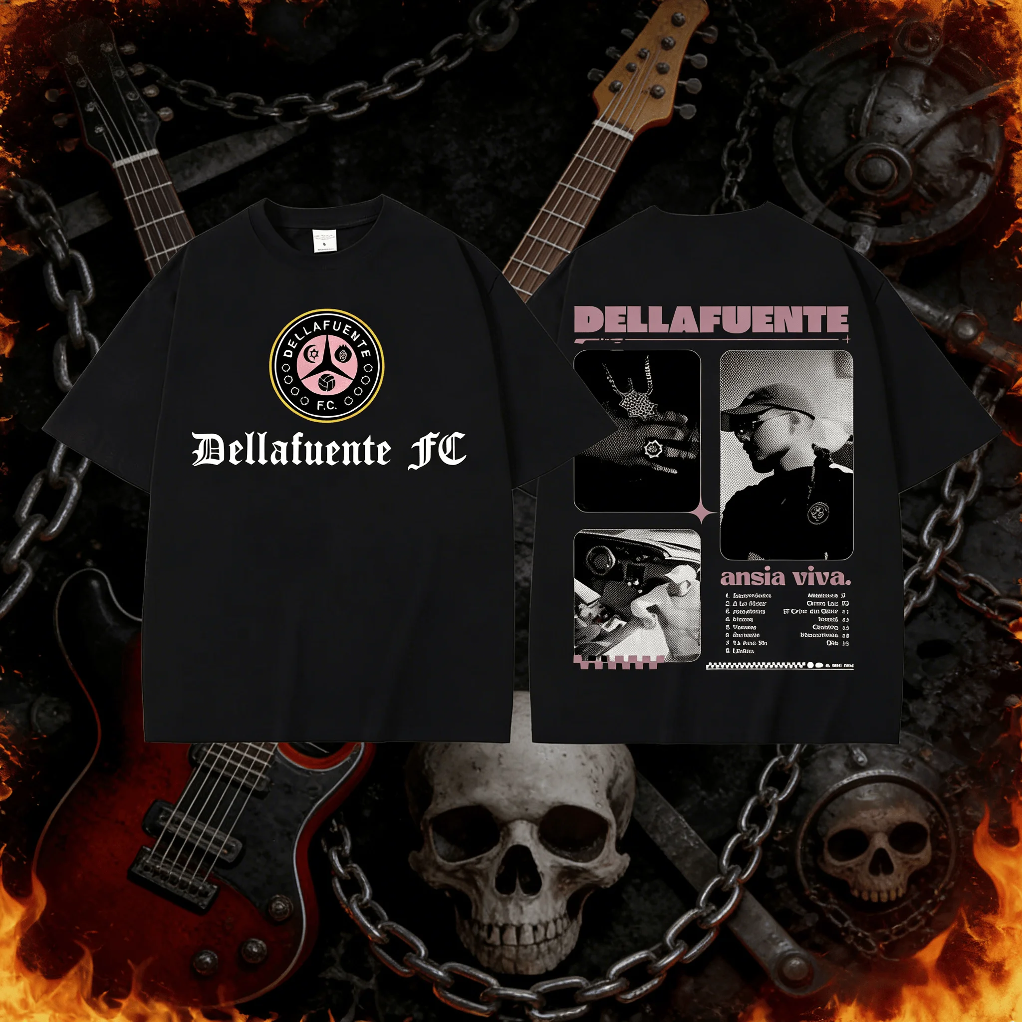 

Dellafuente Rapper Album Tour 2025 Men's Women's T-shirts Hip Hop Punk Harajuku Gothic Top Extra Large Cotton T-shirt