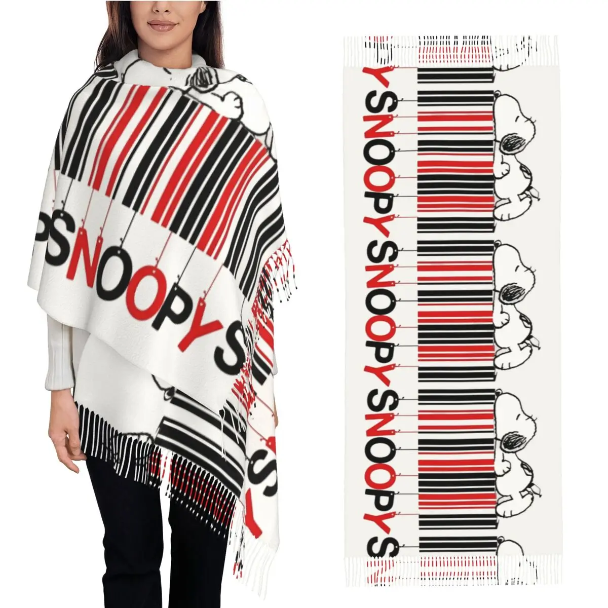 Snoopys Shawl Wraps Women Warm Long Soft Scarf Pashminas Tassel Scarves