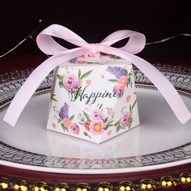 5/10PCS Wedding Thanking Gifts Box Candy Bag Wrapping Paper Packaging Baby Shower Newborn Pink Birthday Party Favors Supplies view 4