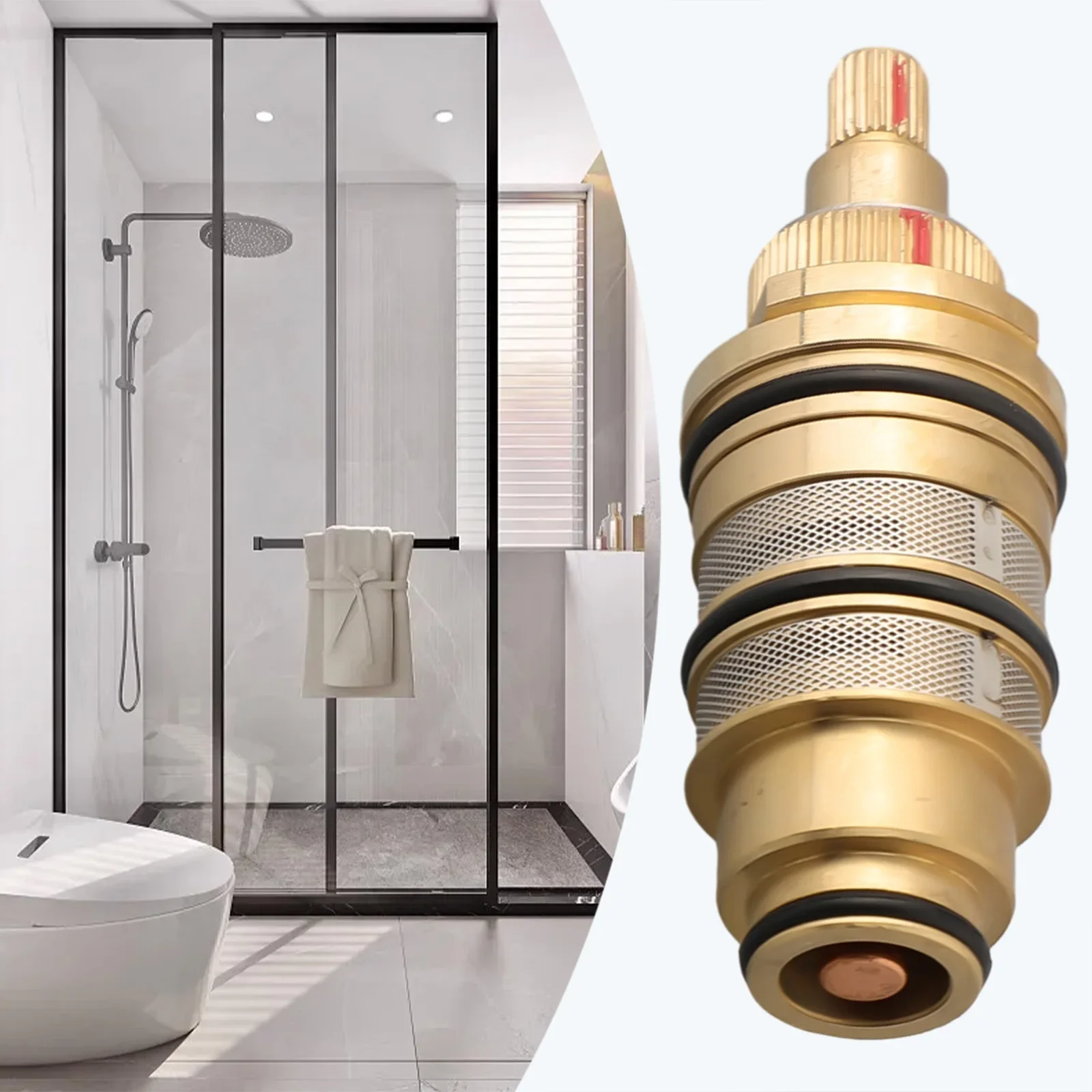 1PC Thermostatic Cartridge Water Temperature Control Valve Shower Mixer Valve Bar Mixing Brass 20 - 50 Degrees C Shower Parts