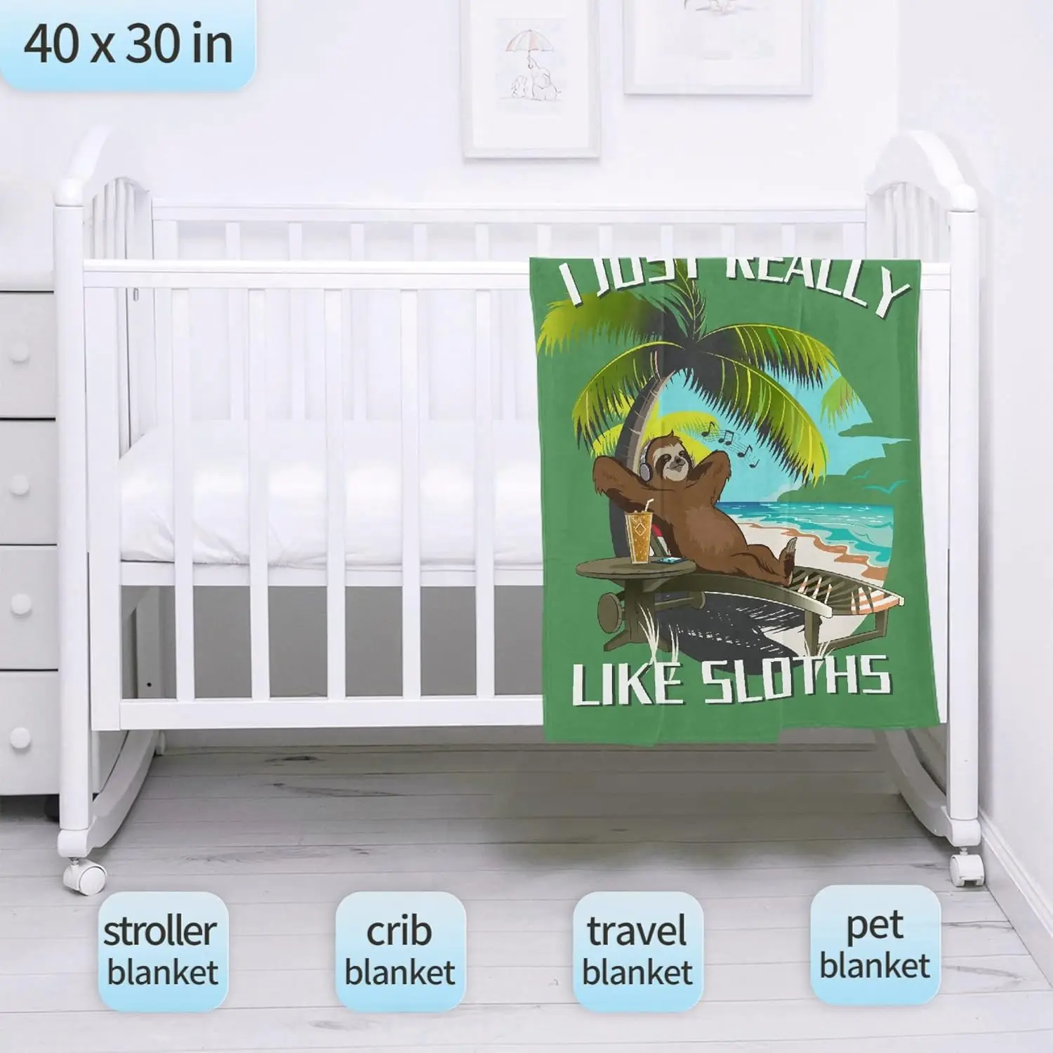 Like Sloths and Beach Sofa Bed Camping Blanket Four Seasons Cute Animal Flannel - Gift for Children and Friends Women