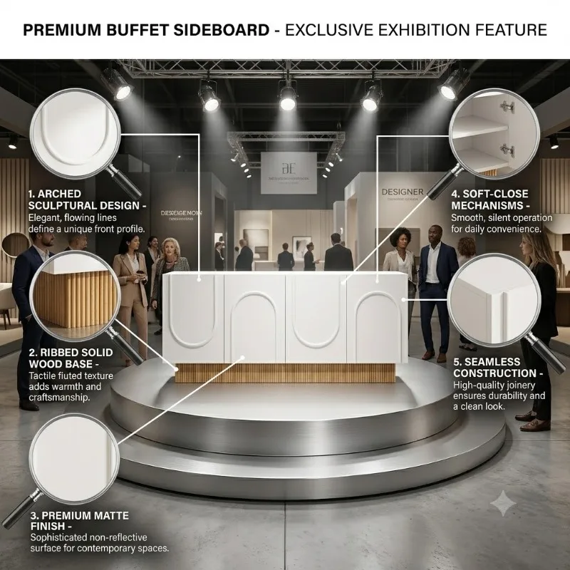 Buffet moderne à quatre portes, buffet de rangement grande capacité, utilisable dans le salon, la salle à manger ou le couloir - livraison locale