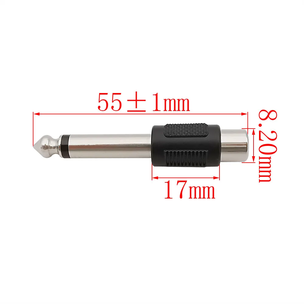 10Pcs RCA Female Jack to 6.35mm 1/4inch Mono Male Plug Audio Adapter Connector for DIY Headphone FM Microphone